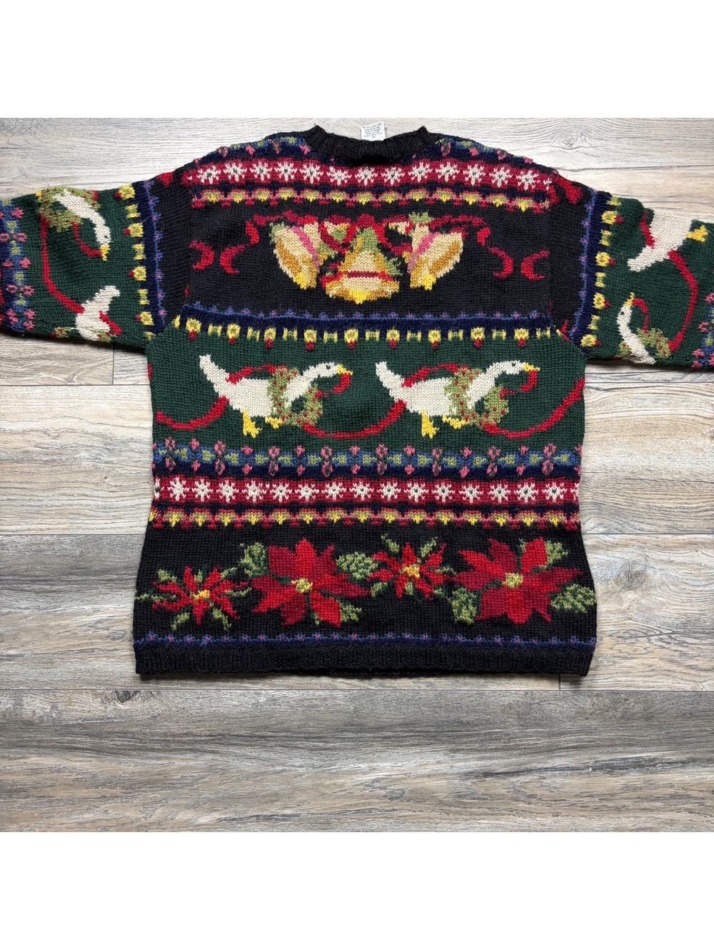 Vintage Talbots Petites Hand Knit Wool Christmas Sweater with Festive Goose - Picture 5 of 6